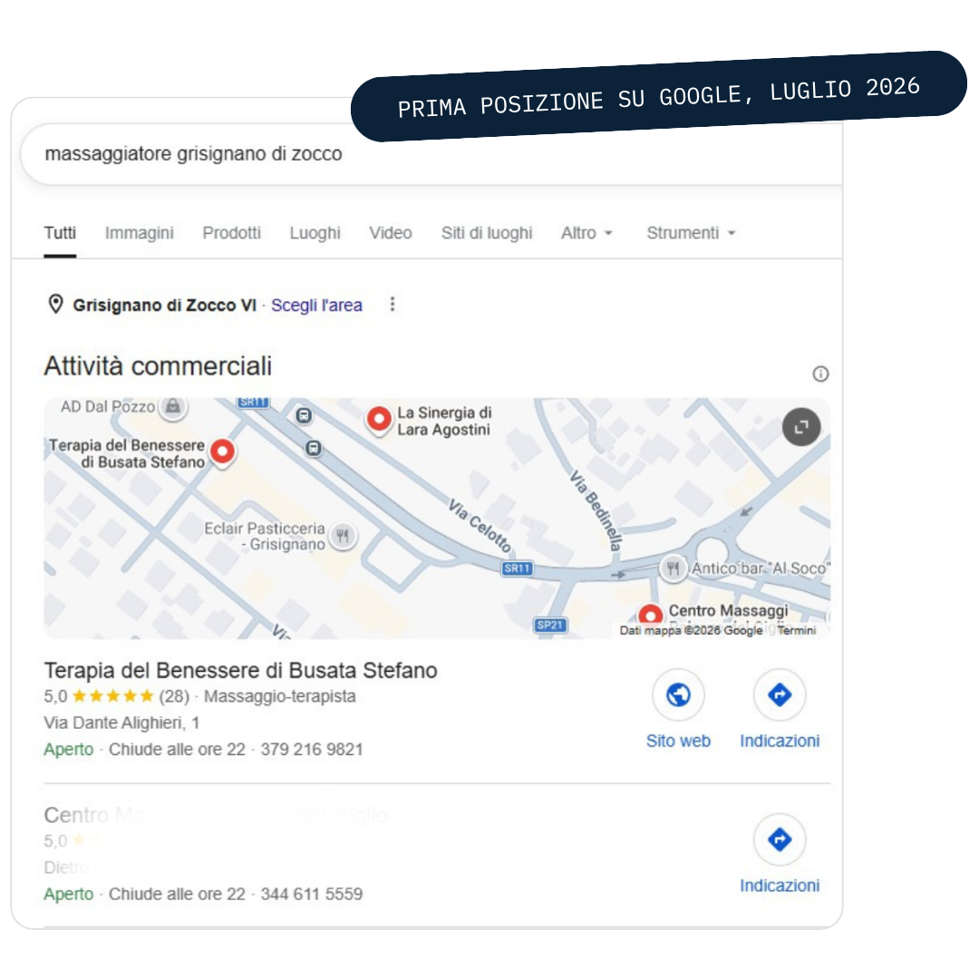 Realizzazione siti web Verona, risultato Google di un sito per centro massaggi
