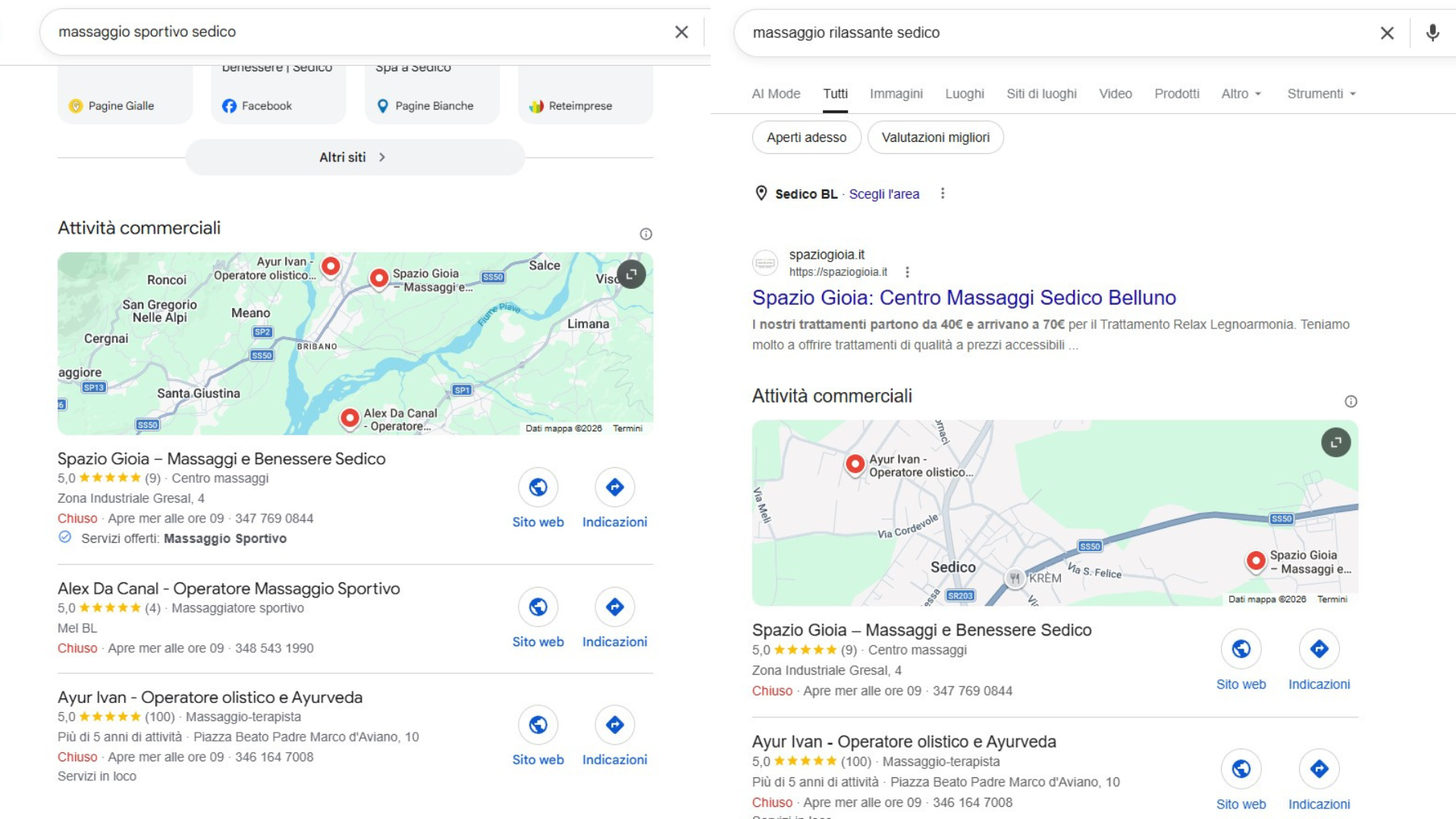 prima posizione su google massaggi
