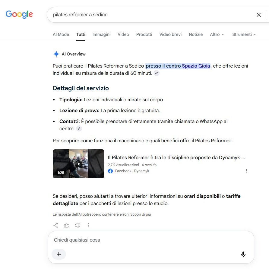 prima posizione su google nell'ai overview